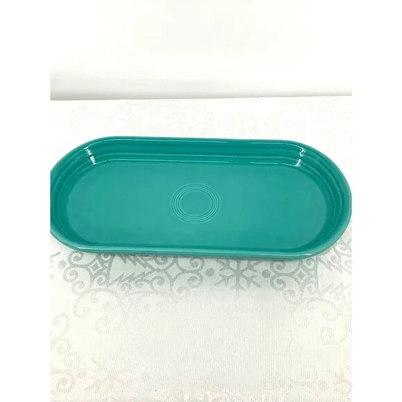 Fiesta HLC USA Turquoise Oval Bre Serving Platter 12" x 5 3/4" Ceramic Dinnerwar - Picture 2 of 6